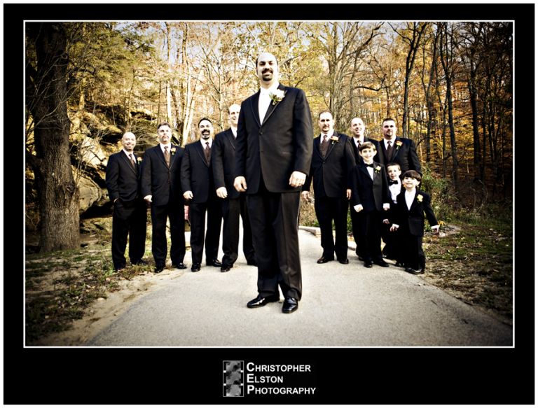 The groomsmen all look up to Marcello.